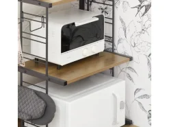 SoBuy Mikrowellenhalter Küchenregal mit 2 Ablagen und 2 Flaschenhalter KCR08-PF* Holzregale