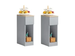 SoBuy Nachttisch 2er Set Sofatisch Beistelltisch Hellgrau FBT111-HGx2