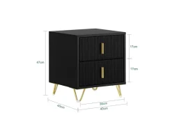 SoBuy Nachttisch mit 2 Schubladen Sofatisch Beistelltisch Schwarz FBT115-SCH