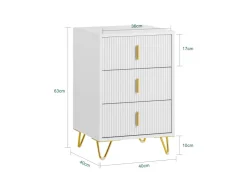 SoBuy Nachttisch mit 3 Schubladen Moderner Beistelltisch 40x63x40cm Weiß FBT115-L-W* Sofas
