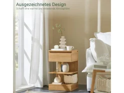 SoBuy Nachttisch mit Schublade und 2 Ablagen Beistelltisch 39x65x39cm Natur FBT49-N