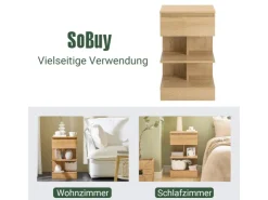 SoBuy Nachttisch mit Schublade und 2 Ablagen Beistelltisch 39x65x39cm Natur FBT49-N