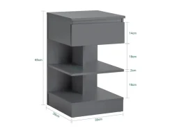 SoBuy Nachttisch mit Schublade und 2 Ablagen Beistelltisch 39x65x39cm Grau FBT49-HG* Sofas