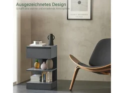 SoBuy Nachttisch mit Schublade und 2 Ablagen Beistelltisch 39x65x39cm Grau FBT49-HG* Sofas