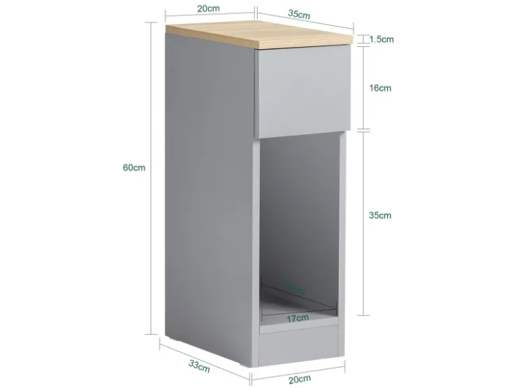 SoBuy Nachttisch mit Schublade Beistelltisch Nachtschrank Hellgrau FBT111-HG* Tische