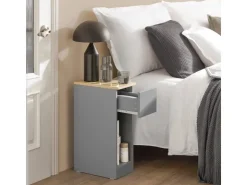 SoBuy Nachttisch mit Schublade Beistelltisch Nachtschrank Hellgrau FBT111-HG* Tische