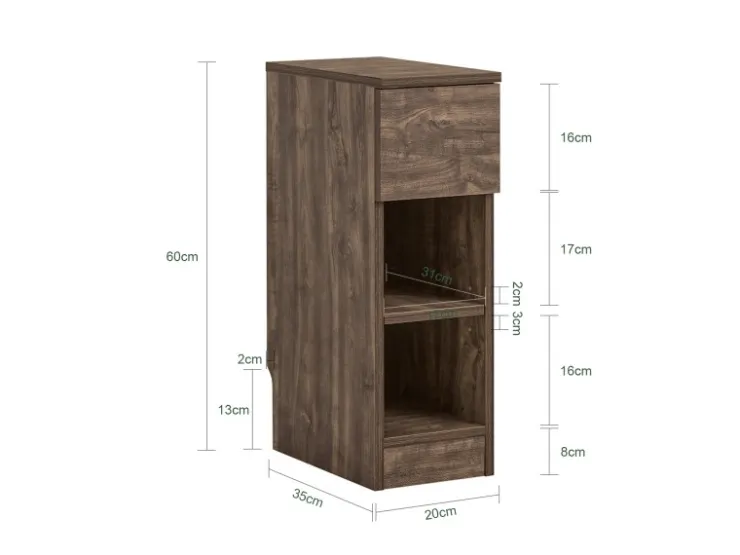 SoBuy Nachttisch Schmal Beistelltisch mit Schublade und 2 Ablage FBT111-SN* Tische