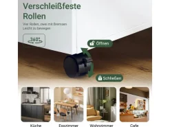 SoBuy Schmaler Beistelltisch mit 2 Schubladen Nachttisch mit Rollen FBT155-WN