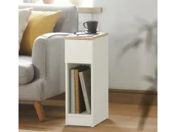 SoBuy Schmaler Nachttisch Beistelltisch mit Schublade 20x60x35cm Weiß FBT111-WN