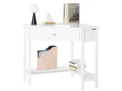 SoBuy Schreibtisch mit Ablage Arbeitszimmer MDF Weiß FWT31-W
