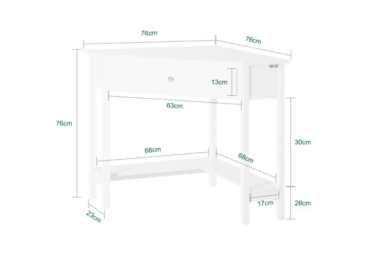 SoBuy Schreibtisch mit Ablage Arbeitszimmer MDF Weiß FWT31-W