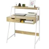 SoBuy Schreibtisch mit Ablage und Schublade MDF Metall Natur FWT63-N* Stifte