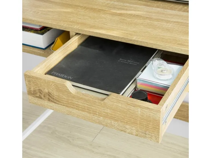 SoBuy Schreibtisch mit Ablage und Schublade MDF Metall Natur FWT63-N* Stifte