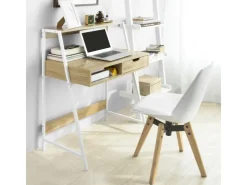 SoBuy Schreibtisch mit Ablage und Schublade MDF Metall Natur FWT63-N* Stifte