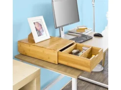 SoBuy Schubladenbox Aufbewahrungsbox Schreibtischorganizer 30x12x42cm Bambus FRG83-N* Aufbewahrung