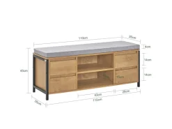 SoBuy Schuhbank mit 4 Schubladen und 2 Fächern MDF PB Natur Schwarz FSR149-N* Kissen|Regale Schwarz
