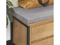 SoBuy Schuhbank mit 4 Schubladen und 2 Fächern MDF PB Natur Schwarz FSR149-N* Kissen|Regale Schwarz