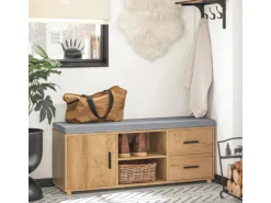 SoBuy Schuhbank mit 2 Schubladen und 4 Fächern MDF PB Natur FSR148-N