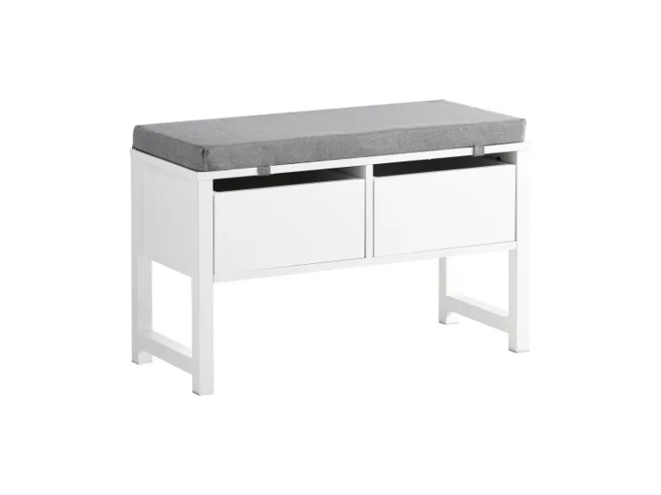 SoBuy Schuhbank mit 2 Schubladen Sitzbank mit Stauraum MDF Weiß FSR88-W* Sitzbänke