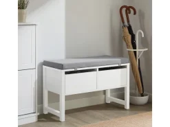 SoBuy Schuhbank mit 2 Schubladen Sitzbank mit Stauraum MDF Weiß FSR88-W* Sitzbänke