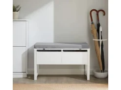 SoBuy Schuhbank mit 2 Schubladen Sitzbank mit Stauraum MDF Weiß FSR88-W* Sitzbänke