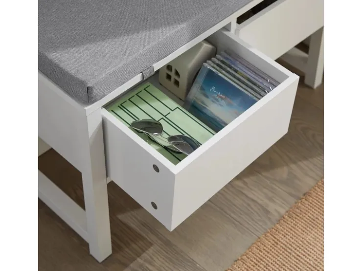 SoBuy Schuhbank mit 2 Schubladen Sitzbank mit Stauraum MDF Weiß FSR88-W* Sitzbänke
