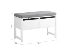 SoBuy Schuhbank mit 2 Schubladen Sitzbank mit Stauraum MDF Weiß FSR88-W* Sitzbänke