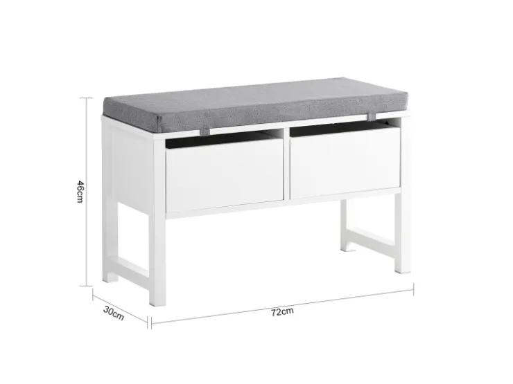SoBuy Schuhbank mit 2 Schubladen Sitzbank mit Stauraum MDF Weiß FSR88-W* Sitzbänke