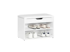SoBuy Schuhbank mit Sitzfläche Sitzbank Schuhregal aus MDF 60x44x30cm Weiß FSR25-W* Sitzbänke