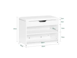 SoBuy Schuhbank mit Sitzfläche Sitzbank Schuhregal aus MDF 60x44x30cm Weiß FSR25-W* Sitzbänke