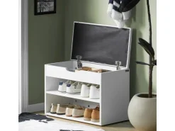 SoBuy Schuhbank mit Sitzfläche Sitzbank Schuhregal aus MDF 60x44x30cm Weiß FSR25-W* Sitzbänke