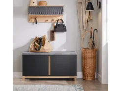SoBuy Schuhbank mit Sitzfläche Sitzbank mit Stauraum FSR117-SCH* Sitzbänke