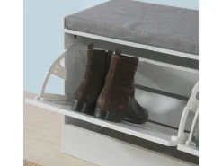 SoBuy Schuhbank mit Sitzfläche und 2 Klappen Schuhkipper MDF Weiß FSR62-W* Regal Weiß