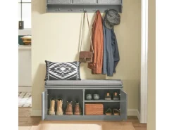 SoBuy Schuhbank mit Sitzfläche und 4 Fächern MDF Grau FSR131-HG