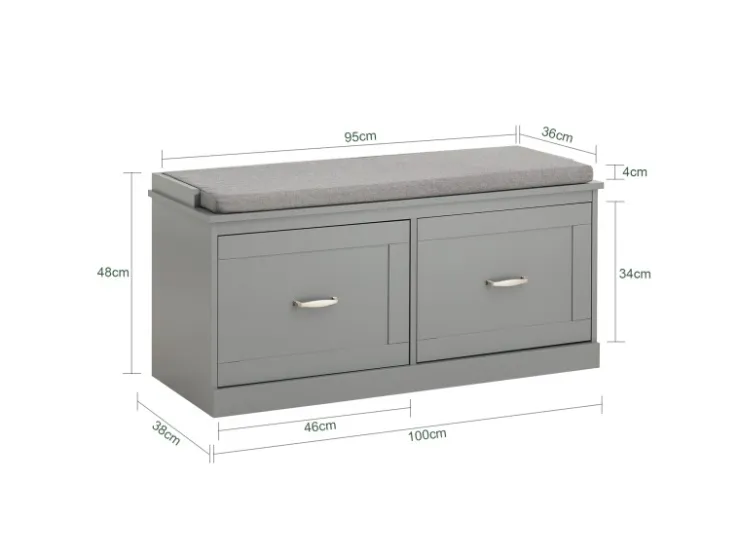SoBuy Schuhbank mit Sitzfläche und 4 Fächern MDF Grau FSR131-HG