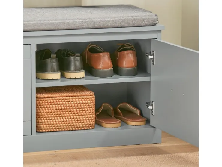 SoBuy Schuhbank mit Sitzfläche und 4 Fächern MDF Grau FSR131-HG
