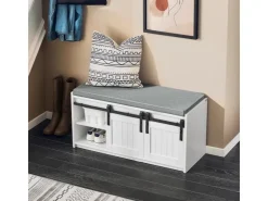 SoBuy Schuhbank mit Sitzfläche Sitzbank mit Stauraum Schuhregal 90x46x35cm Weiß FSR133-K-W* Sitzbänke