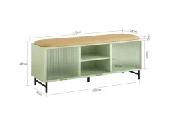 SoBuy Schuhbank mit Sitzfläche und Schiebetüren MDF Glas Grün FSR115-GR* Sitzbänke