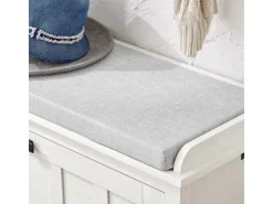 SoBuy Schuhbank mit Sitzkissen Sitzbank Schuhregal Weiß 80cm FSR161-W* Kissen|Sitzbänke