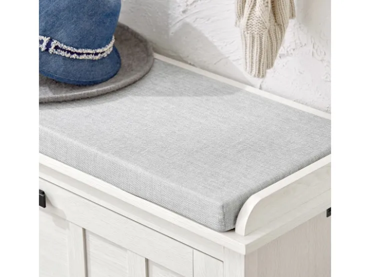 SoBuy Schuhbank mit Sitzkissen Sitzbank Schuhregal Weiß 80cm FSR161-W* Kissen|Sitzbänke