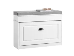 SoBuy Schuhbank mit Sitzkissen Schuhregal Schmal Sitzbank für Flur 75x51x24cm FSR82-L-WG