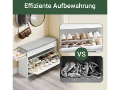SoBuy Schuhbank mit Sitzkissen Schuhregal Schmal Sitzbank für Flur 75x51x24cm FSR82-L-WG