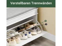 SoBuy Schuhbank mit Sitzkissen Schuhregal Schmal Sitzbank für Flur 75x51x24cm FSR82-L-WG