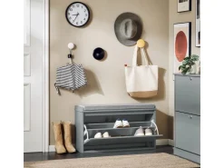 SoBuy Schuhbank Schmal mit Klappe Garderobenbank mit Sitzkissen FSR98-L-HG* Kissen|Sitzbänke