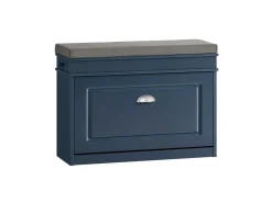 SoBuy Schuhbank Schmal mit Klappe Garderobenbank mit Sitzkissen Blau FSR82-L-B* Kissen|Sitzbänke