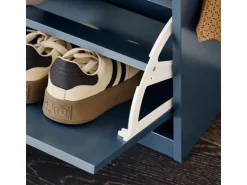 SoBuy Schuhbank Schmal mit Klappe Garderobenbank mit Sitzkissen Blau FSR82-L-B* Kissen|Sitzbänke