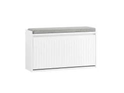 SoBuy Schuhbank Schmal mit Klappe Garderobenbank mit Sitzkissen FSR98-L-W