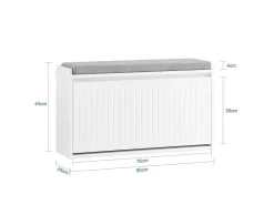 SoBuy Schuhbank Schmal mit Klappe Garderobenbank mit Sitzkissen FSR98-L-W