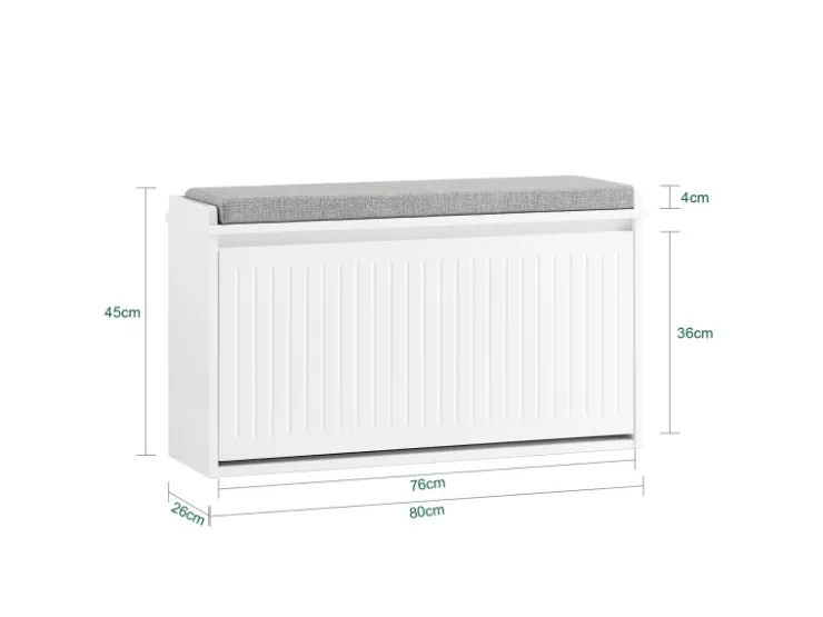 SoBuy Schuhbank Schmal mit Klappe Garderobenbank mit Sitzkissen FSR98-L-W