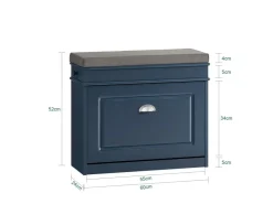 SoBuy Schuhbank Schmal mit Klappe Garderobenbank mit Sitzkissen Blau FSR82-K-B